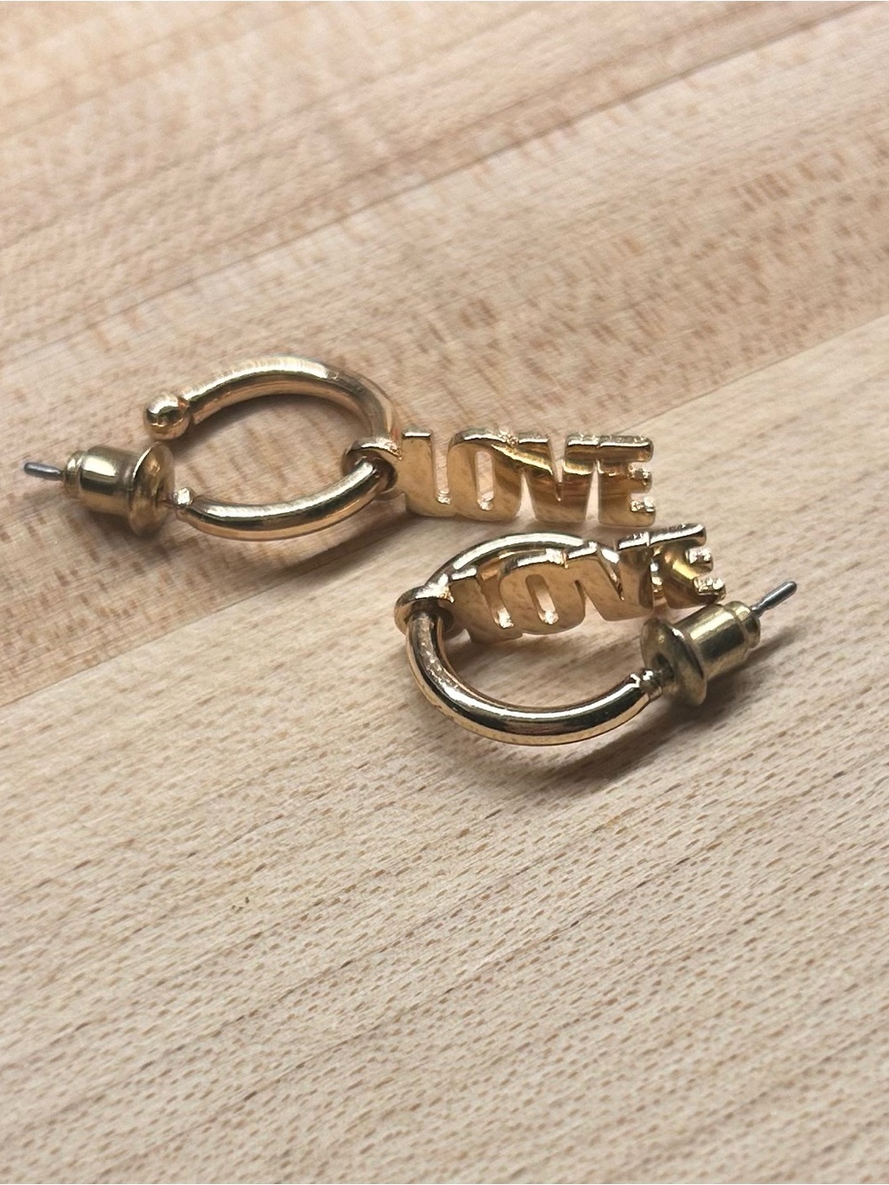 Old Navy Gold 'LOVE' Hoop Drop Earrings - Women Jewelry